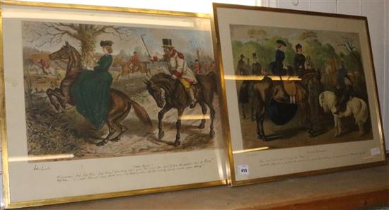 2 1865 Gone Away & The old Fox hunter gilt framed prints